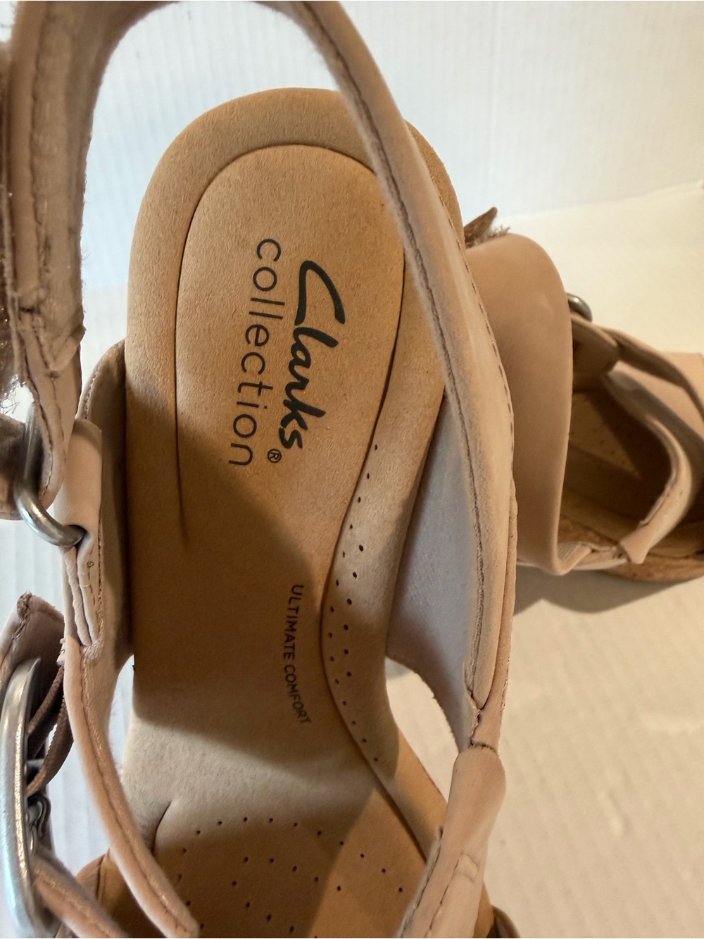 Clarks Cross-Strap Leather Giselle Dove  Slingback Sandals Sz 8 New - Picture 5 of 6